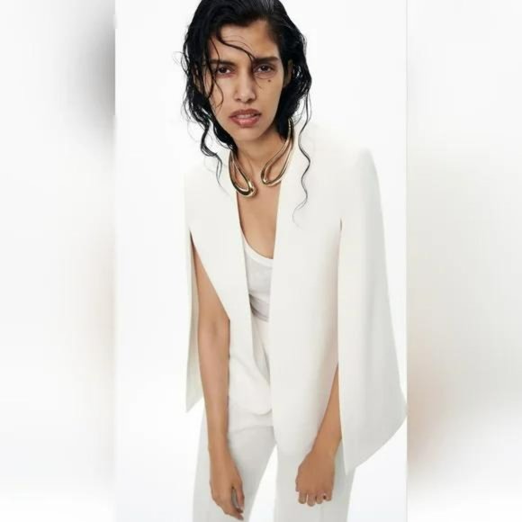 ZARA CAPE SLEEVE BLAZER - Picture 3 of 8